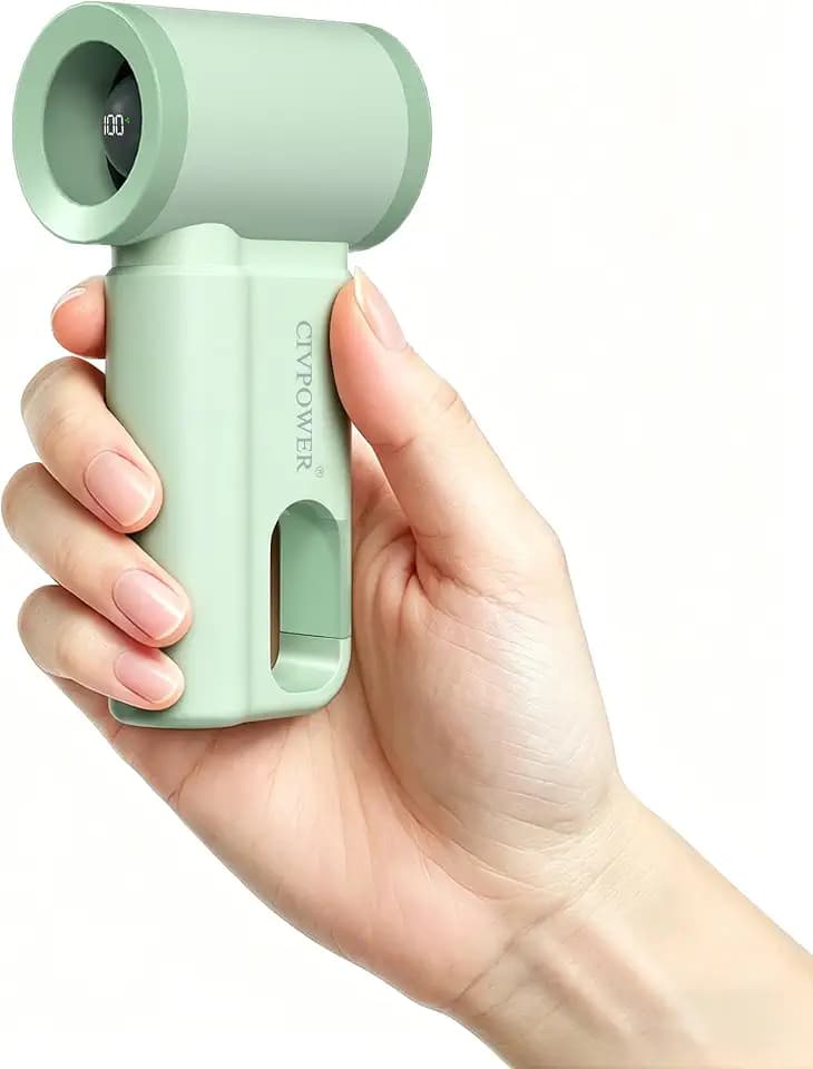 CIVPOWER Portable Mini Fan Handheld: Personal Travel Fan USB Rechargeable - 100 Speed Turbo Fan with LED Display - Pocket Size 8H Max Runtime, Outdoor Sport Hiking Concert Gift for Women Men, Green