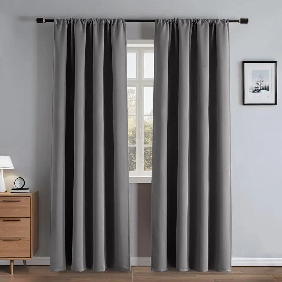 Blackout Curtain for Bedroom Grommet(W52 x L108,Light Grey)