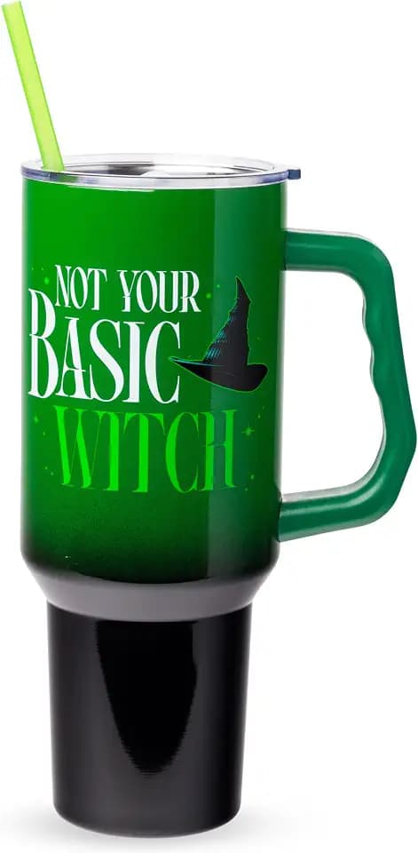 Silver Buffalo Wicked Elphaba, Double Walled Stainless Steel Tumbler, 40oz