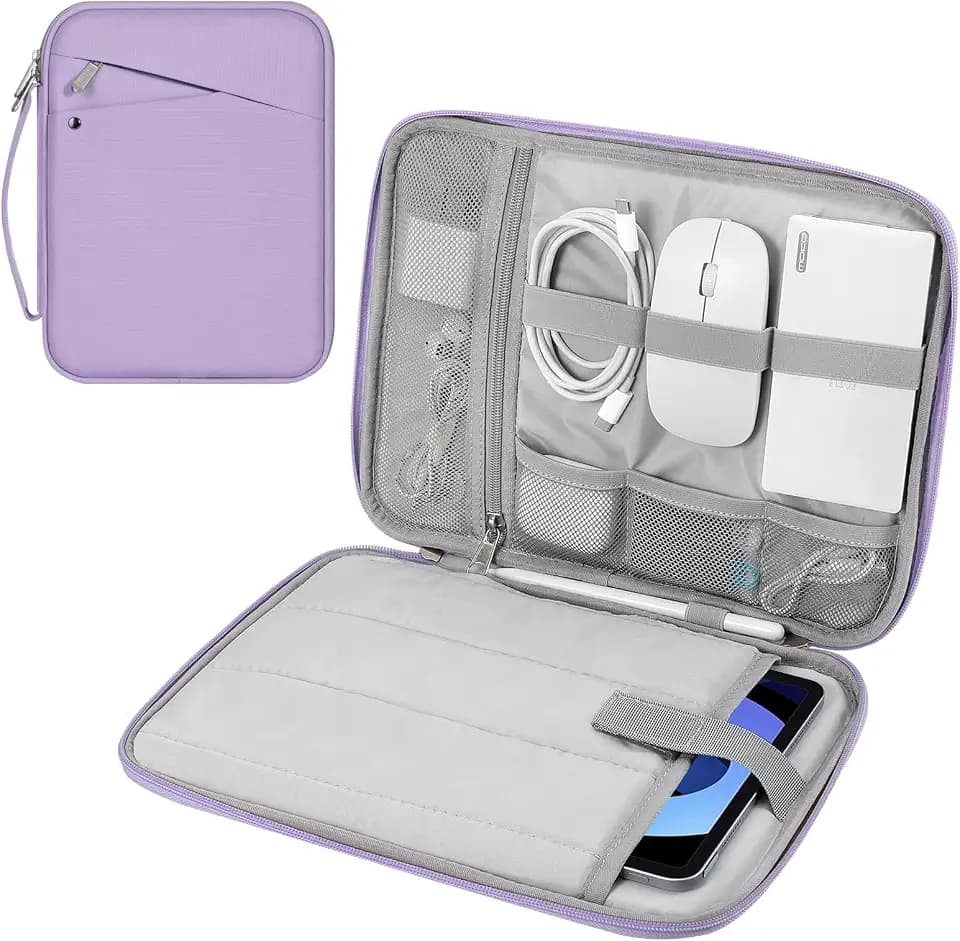 MoKo Tablet Tasche 9-11 Zoll mit Griff Gepolstert, Organizer Sleeve | Tablet Tasche passend für iPad Air 11 Zoll M3, iPadA16 2025, iPad Pro 11 M4 und Galaxy Tab S9/S8 11 Zoll, Violett