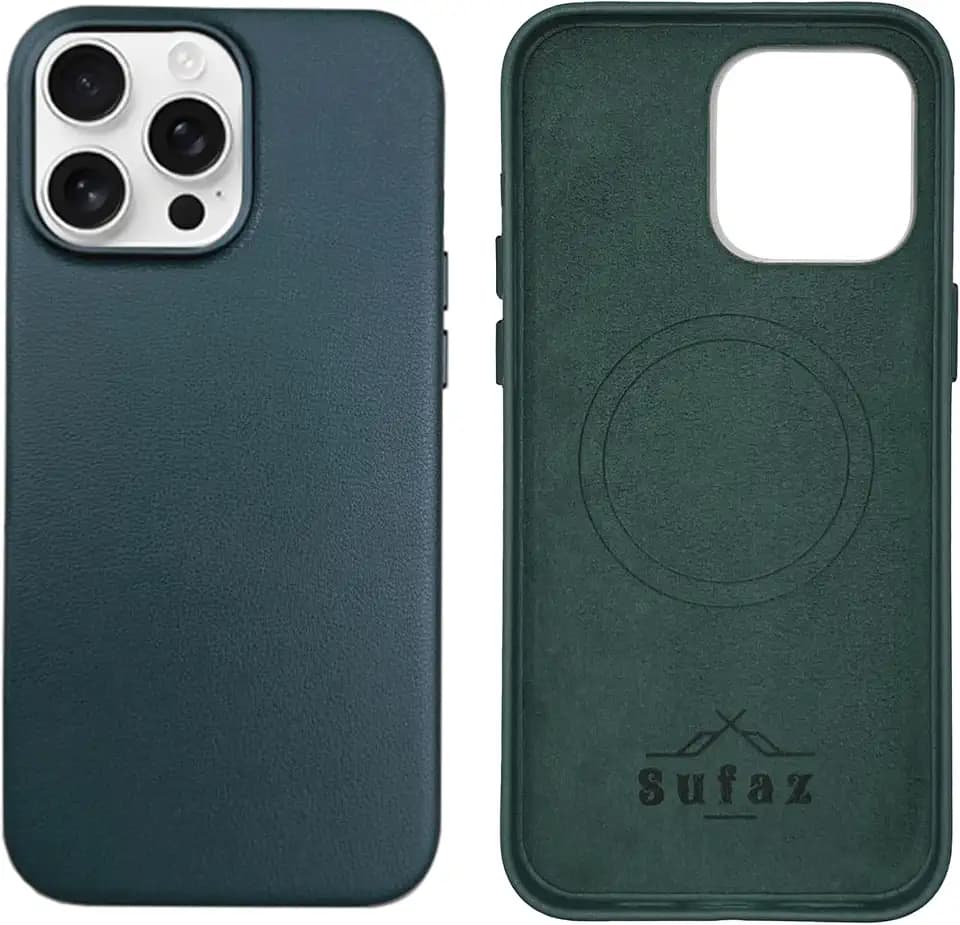 Leather Case for iPhone 14 Pro Max, MagSafe Compatible, Green