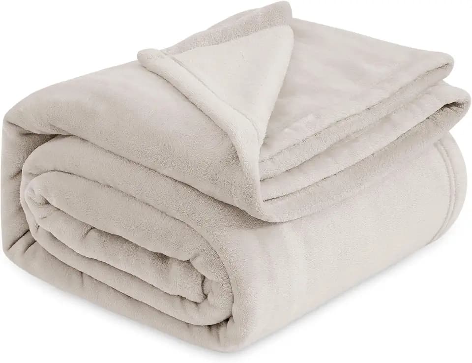 Bedsure GentleSoft Twin XL Fleece Blanket Dorm Bedding - Lightweight Soft Cozy Blankets for Bed, Sofa, Couch, Travel, Camping, Linen Beige, 66"x90"