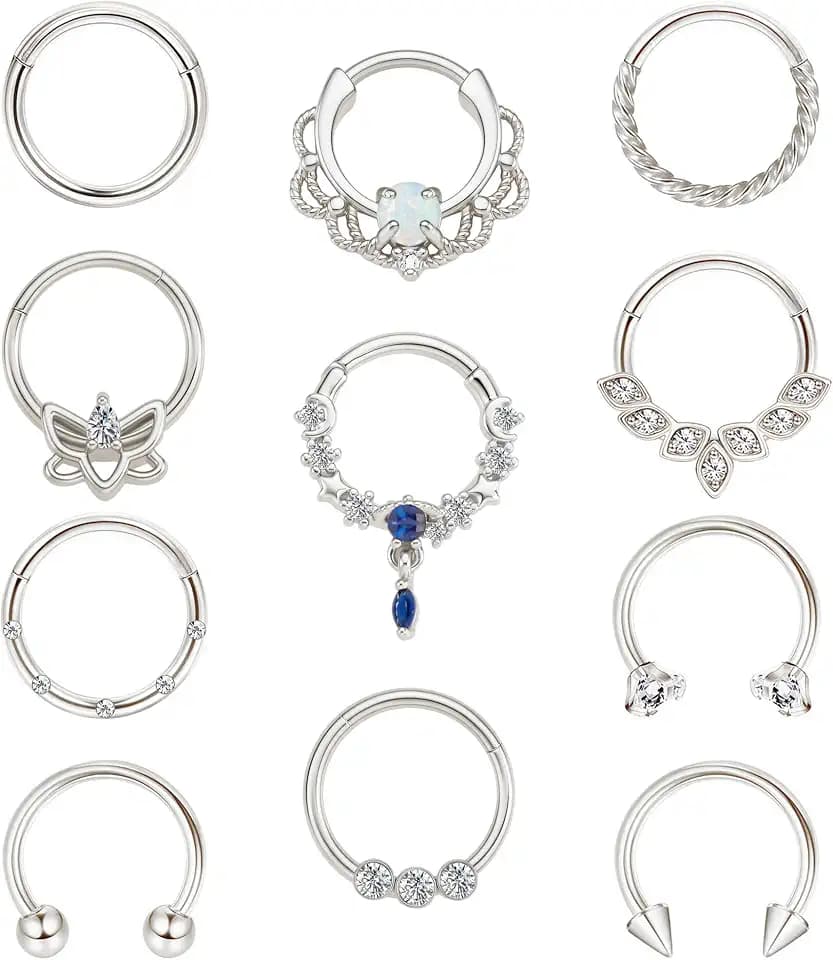 Septum Rings 16G Clicker Horseshoe Piercing Jewelry Daith Earrings