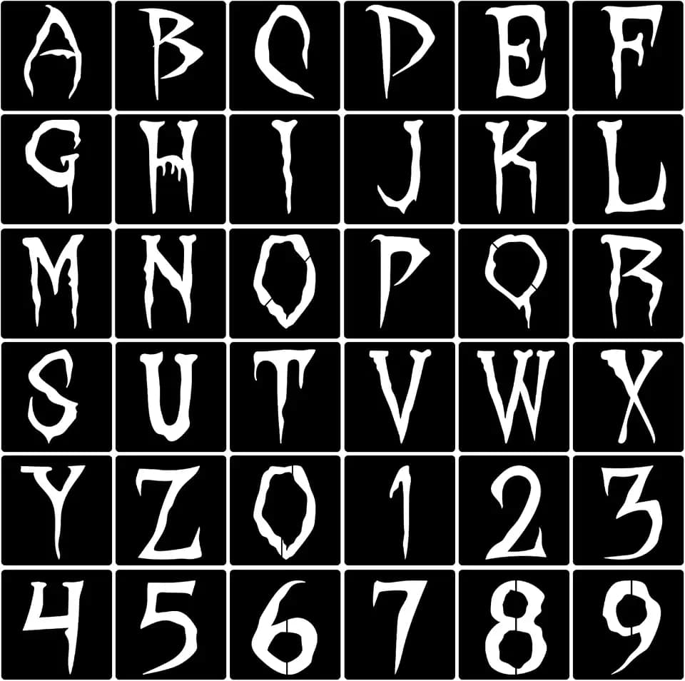 36pcs Halloween Letter Stencils Reusable Halloween Number Stencil DIY Alphabet Stencil for Painting on Wood Canvas Reusable Template Nativity Scene Paint Stencils for Crafts Fabric Home Décor