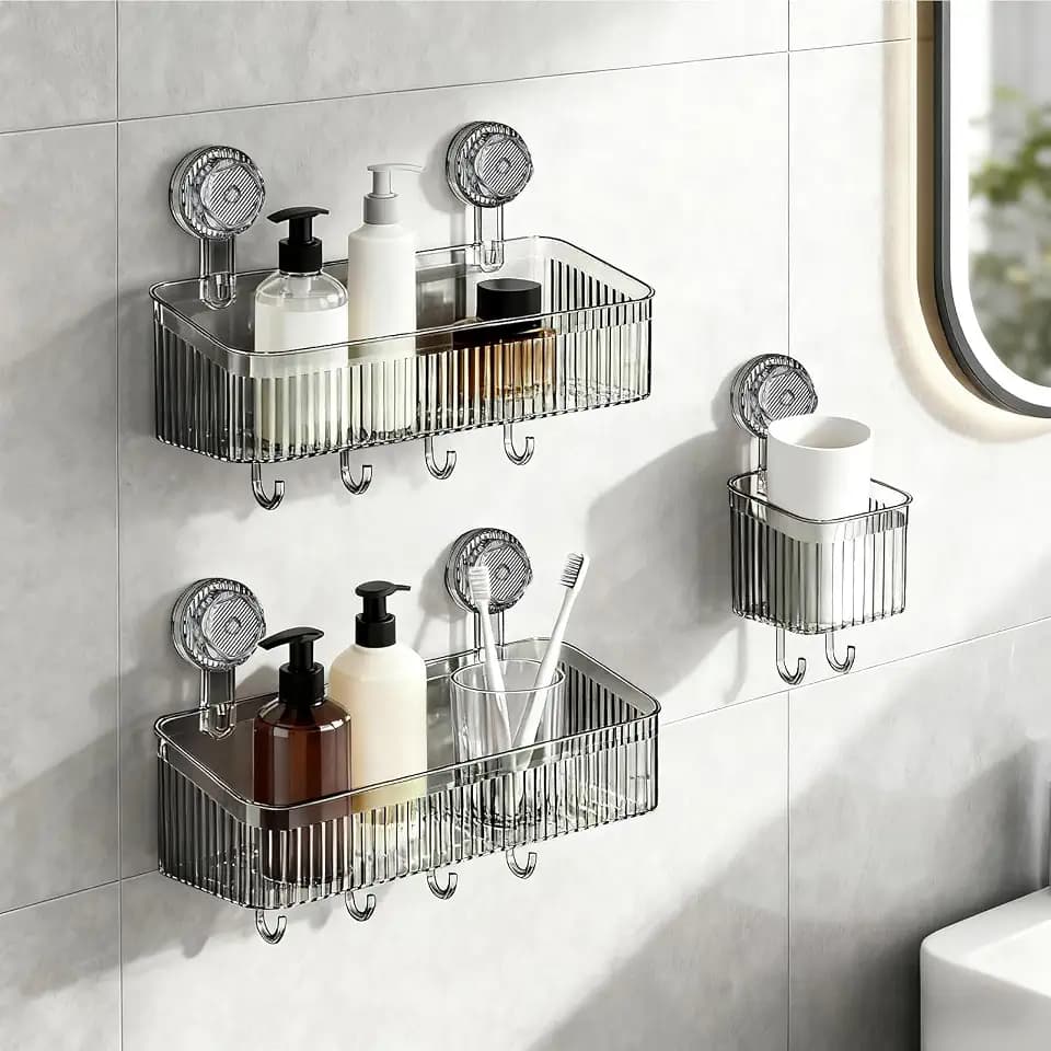 3 Pack Suction Cup Shower Caddy Not Suitable for Wet Wall