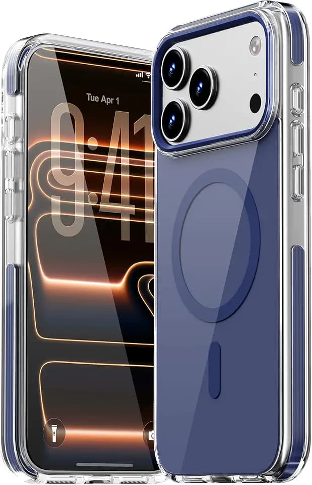 UREMKIM Magnetic for iPhone 17 Pro Max Case, Interior Printing Back Blue