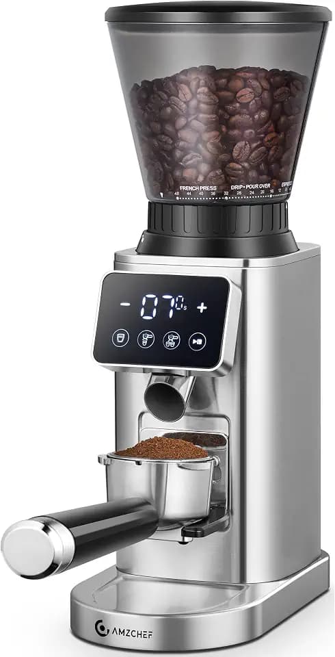 AMZCHEF Burr Coffee Grinder, 45 Settings, Anti-Static Burr Mill