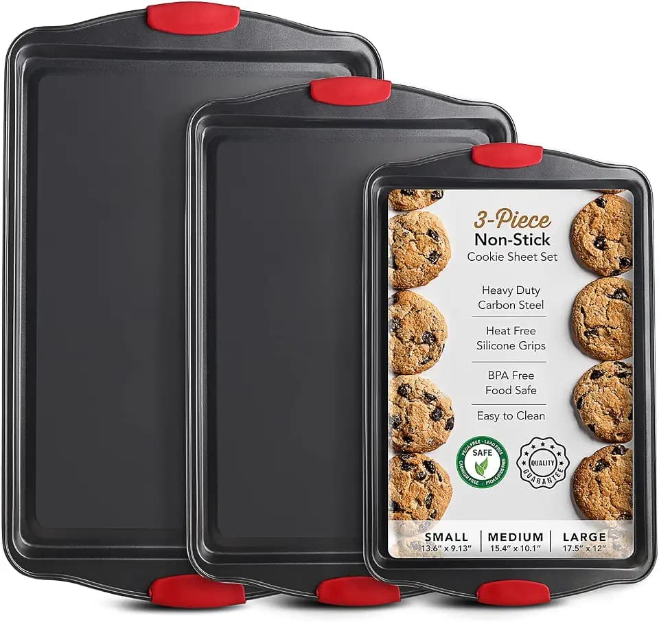 Eatex Baking Sheet Set, 3 Piece Baking Pans Set, Cookie Sheets for Baking