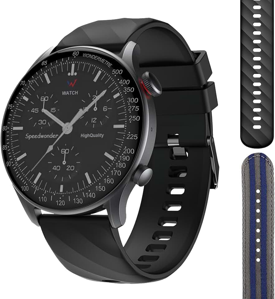 W Anthrazitfarbene Sport-Smartwatch – 1,39-Zoll-IPS-Display | 37 Sportmodi | Bluetooth-Anrufe | Umfassende Gesundheitsüberwachung