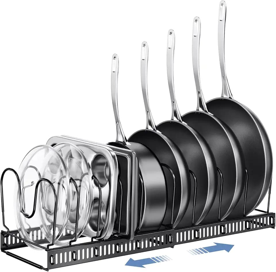 ORDORA Expandable Pots and Pans Organizer under Cabinet with 10 Dividers