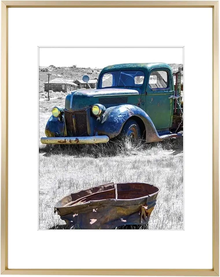 Golden State Art 11x14 Gold Aluminum Frame, Real Glass, Mat Fits 8x10