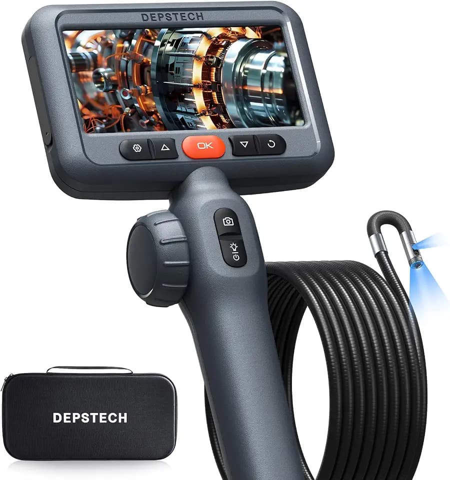 DEPSTECH 10FT Articulating Borescope, Dual Lens Endoscope Camera with Light