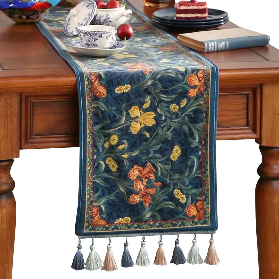 Patdrea Designer Vintage French Velvet Table Runner,12"X87"-Herbert C