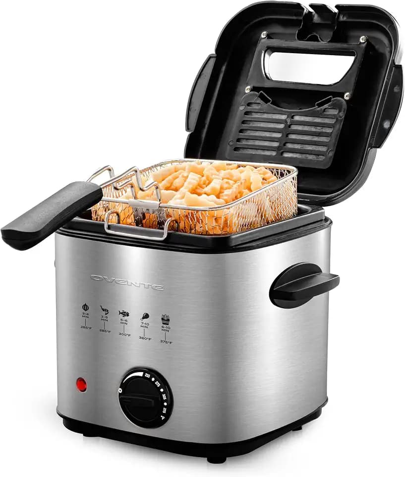 OVENTE Electric Deep Fryer, 1.5L Capacity, 800W, Silver FDM1501BR
