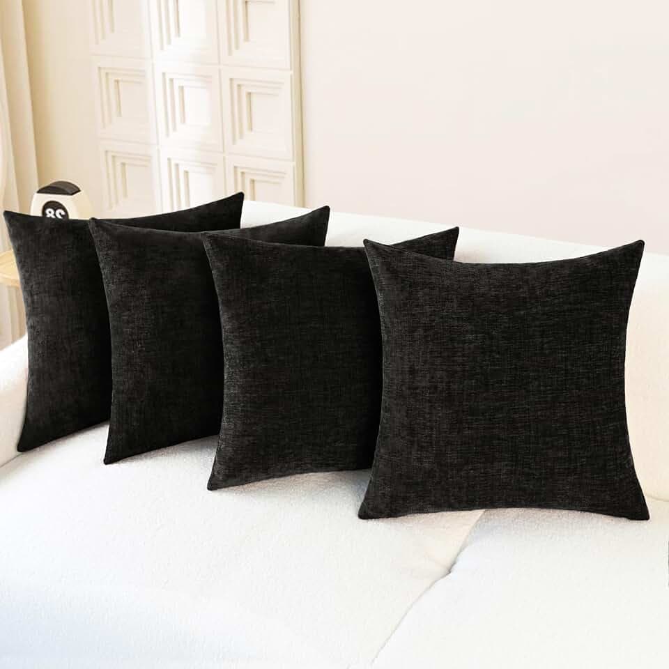 CaliTime Decorative Couch Throw Pillow Covers 18 X 18 Inches Black