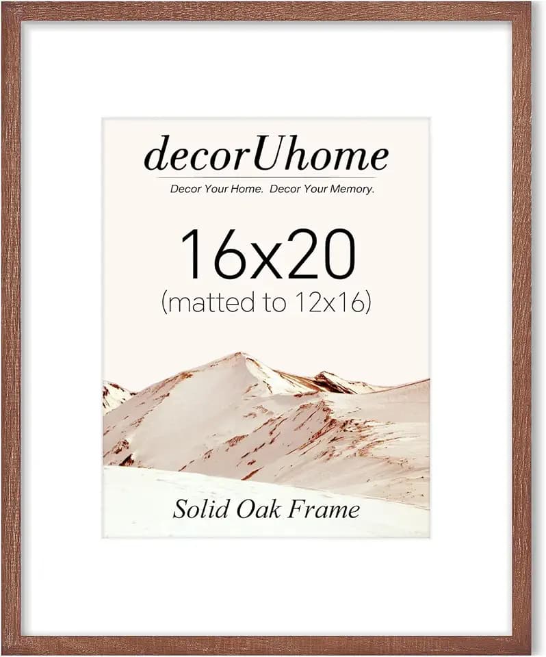 decorUhome Solid Oak Wood 16x20 Picture Frame Brown