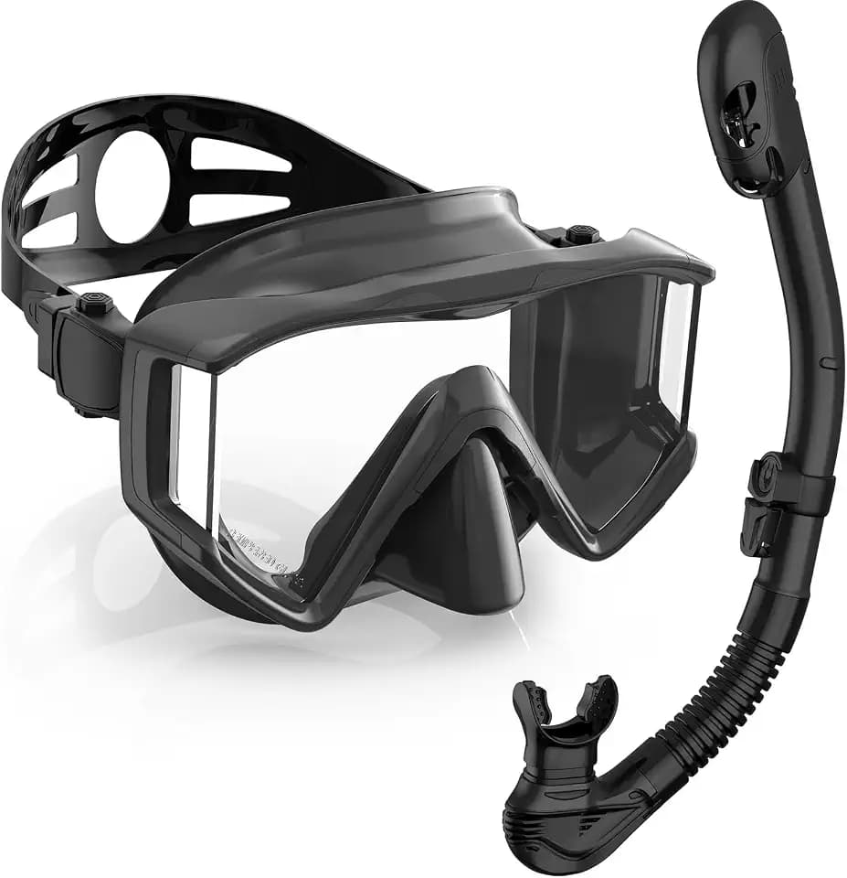 Greatever Snorkeling Gear for Adults, 3 Window Snorkel Mask Diving Set