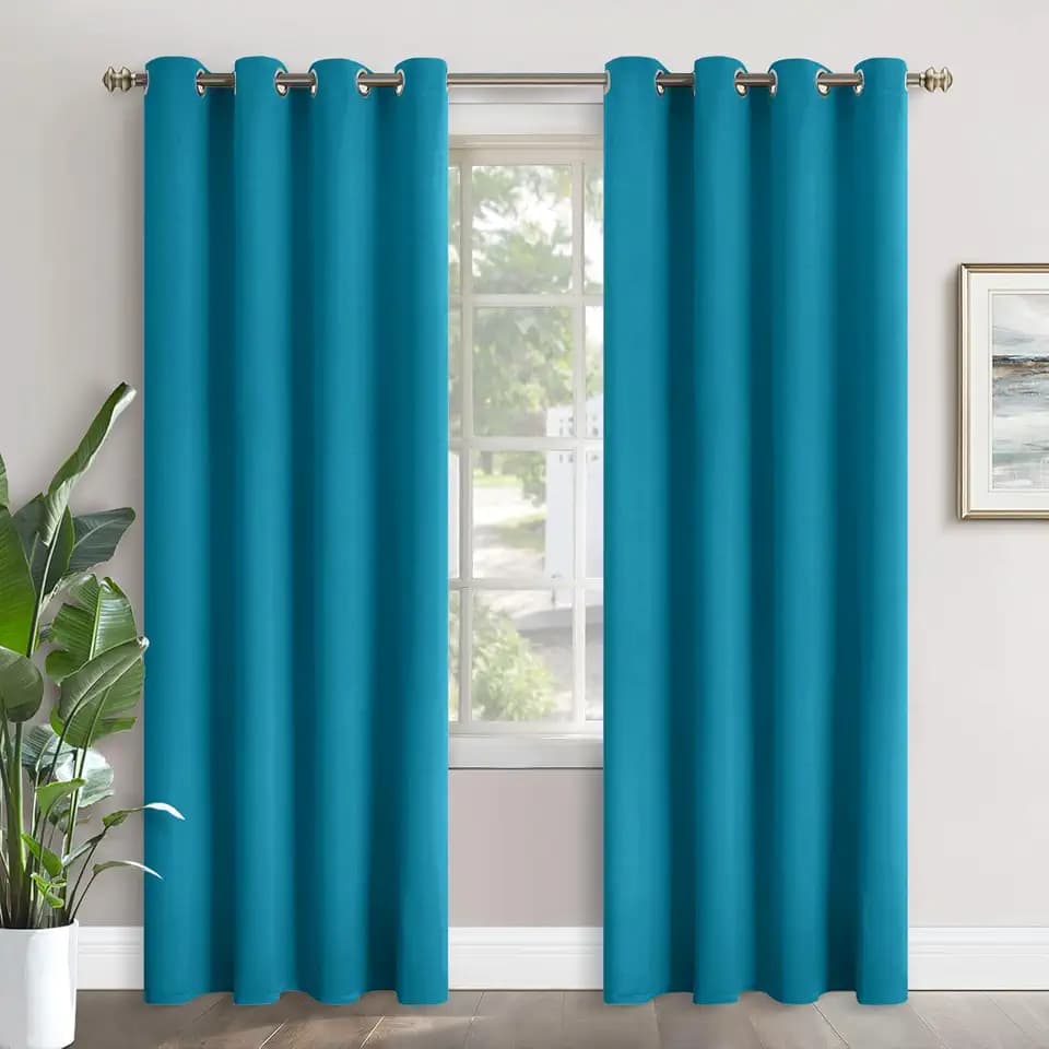YoungsTex Teal Blue Blackout Curtains 84 Inches Long for Bedroom