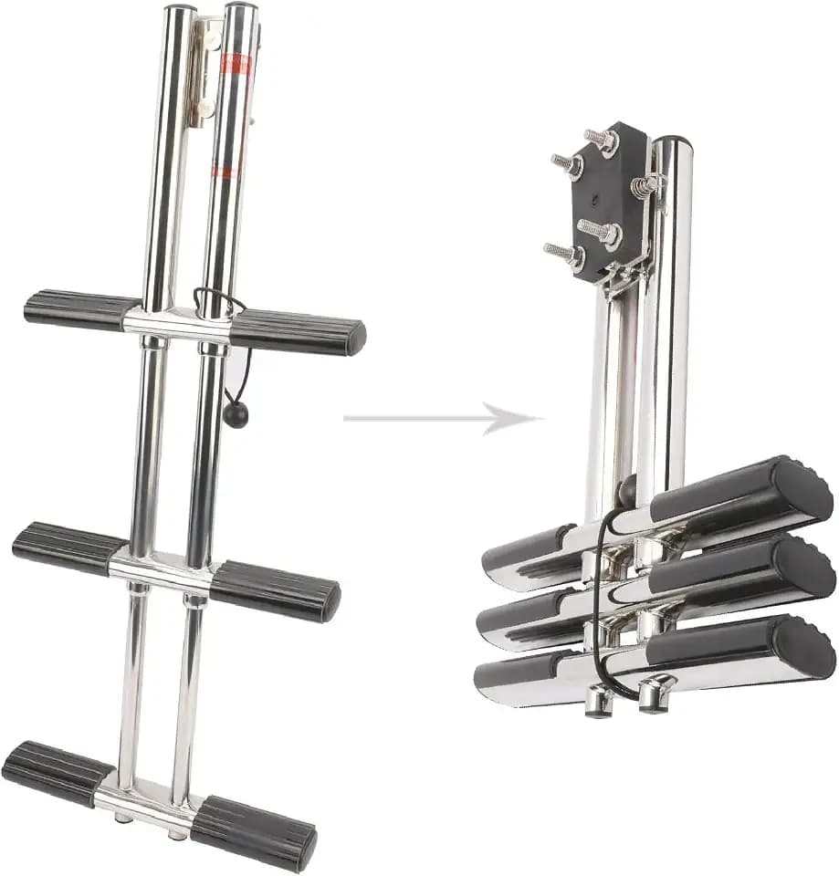 NovelBee 3 Step Boat Ladder,Telescopic Dive Ladder with Transom Bracket