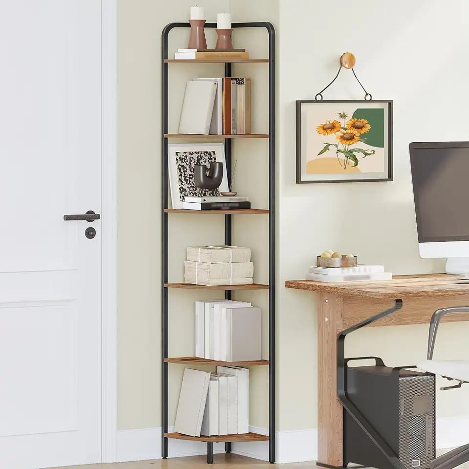 Hzuaneri Corner Shelf Stand Corner Bookshelf Standing Shelf Plant Shelf