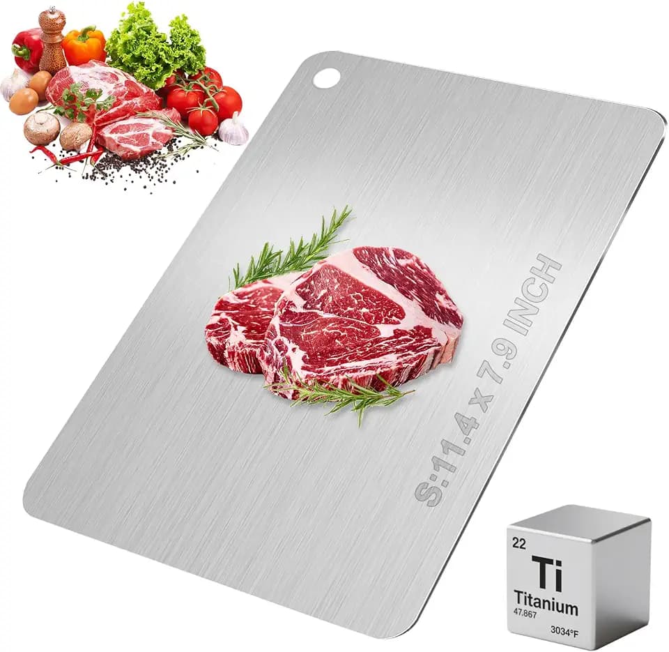 Titanium Cutting Board, New 100% Pure Titanium Cutting Boards for Kitchen, Double Sided Food Metal Chopping Board, Non Toxic Dishwasher Safe Durable Metal Cut for Meat Fruit Vegetable (S)