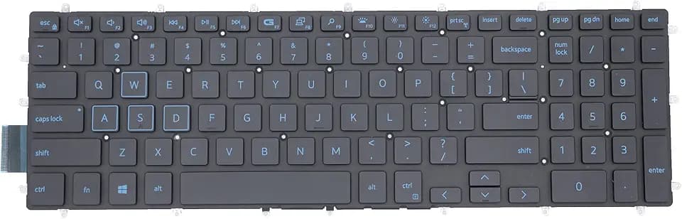 Ersatz-Tastatur mit Hintergrundbeleuchtung, kompatibel mit Dell G3 3579 3779 3590, G5 5587 5590, G7 7588 7590 7790 Serie Game-Laptop mit blauem Rahmen US-Layout