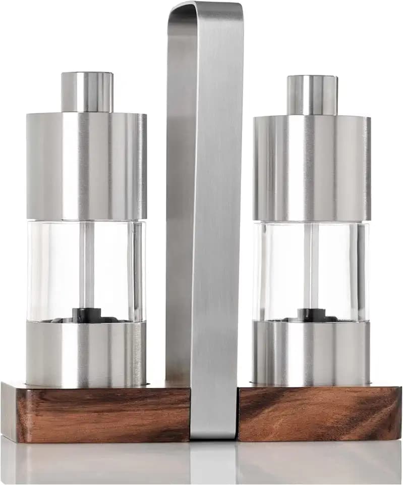 AdHoc Menage Classic Salt & Pepper Mill Gift Set, Stainless Steel, 5"