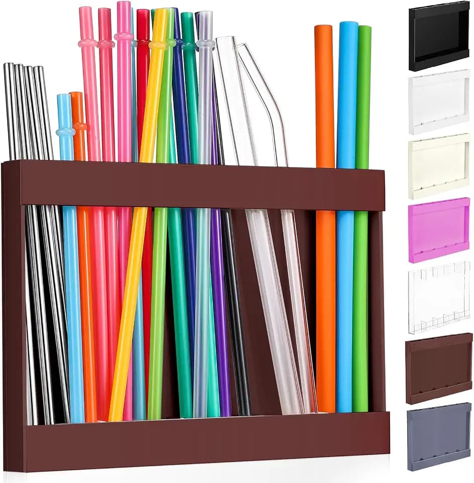 Qinyoung Acrylic Straw Holder for Cabinet Door,Classic,Large,Brown
