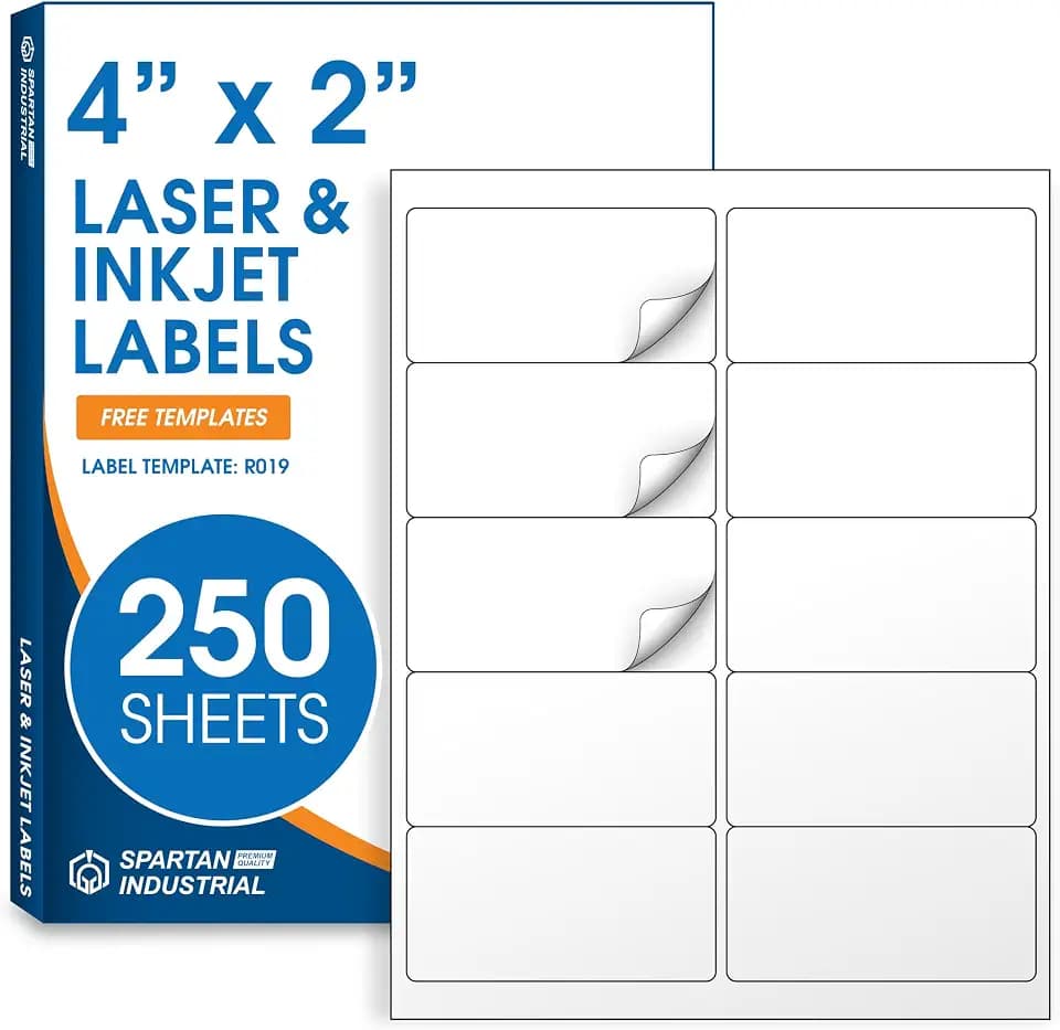 2" X 4" Matte White Printable Shipping Labels (250 Sheets, 2500 Stickers)