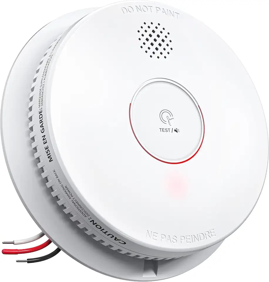 SITERWELL Smoke Detector, Photoelectric Fire Alarm with 9V Backup Battery, Hardwired Smoke Alarm Interconnected, Fire Detectors with Test/Silence Button for Home Safety, 1 Pack