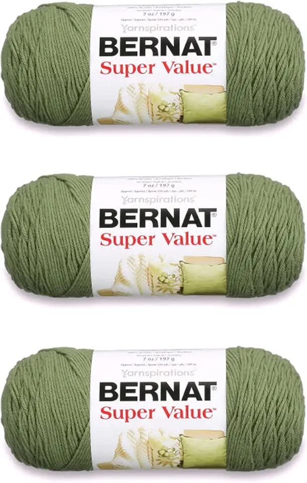 Bernat Super Value Yarn for Crocheting Soft, Forest Green, 3-Pack