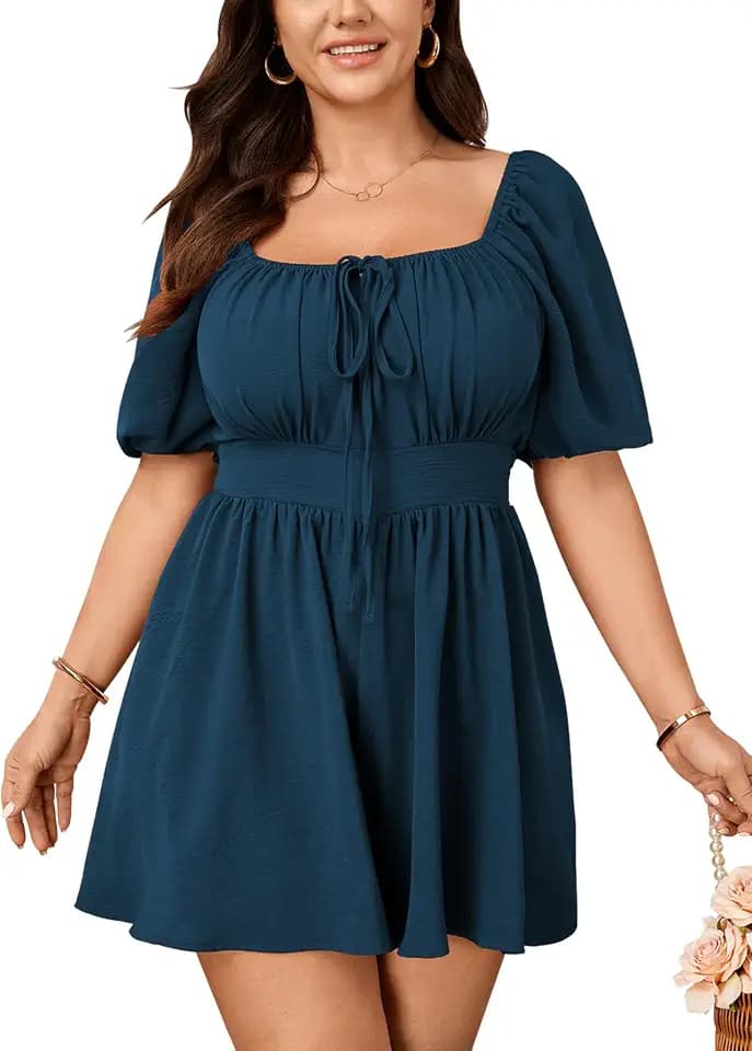 SCOMCHIC Women Plus Size Polka Dot Rompers