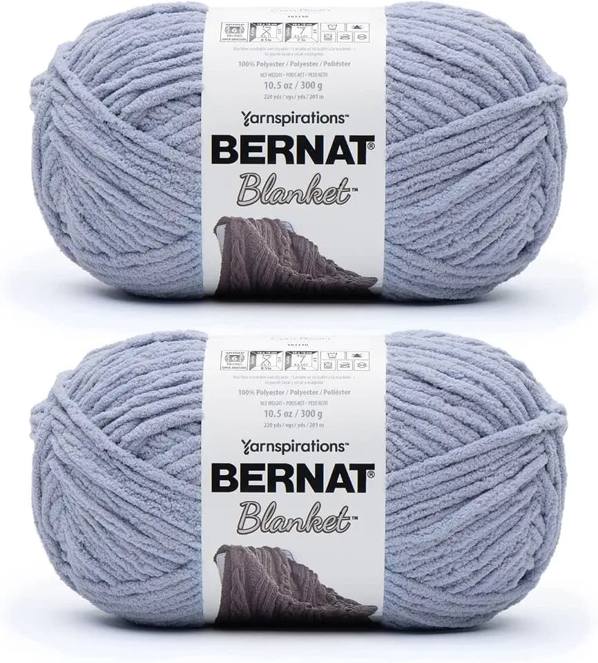 Bernat Baby Blanket 300g Cornflower Yarn - 2 Pack of 300g/10.5oz - Polyester - 6 Super Bulky - Knitting/Crochet