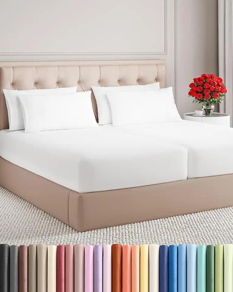 CGK Split King 7pc Bed Sheet Set - Breathable & Cooling - White