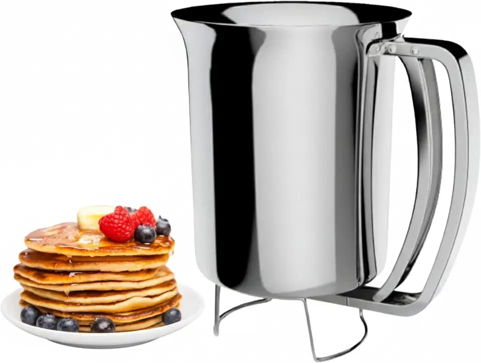 Pancake Batter Dispenser- Gourmet Stainless-Steel Pourer- Perfect for Baking Cupcakes, Waffles, Cakes, and Muffins- No Drip Dispenser by Chef Buddy