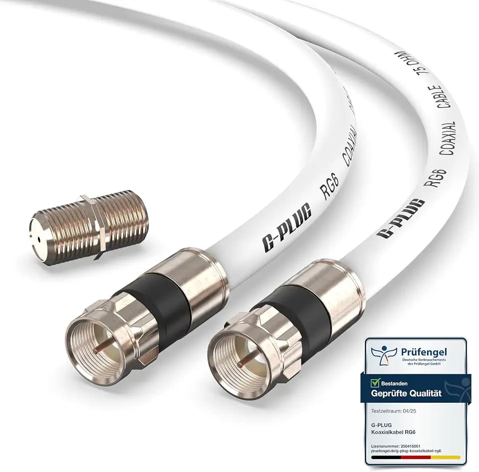 G-PLUG 5m RG6 Koaxialkabel, Antennenkabel, SAT-Kabel mit F-Steckern