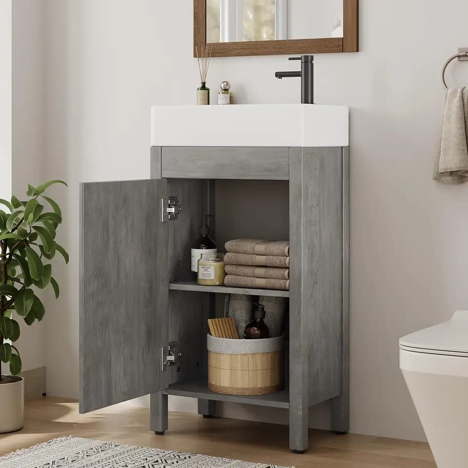 IDEALHOUSE 16 Freestanding Bathroom Vanity with Sink,Bathroom Cabinet