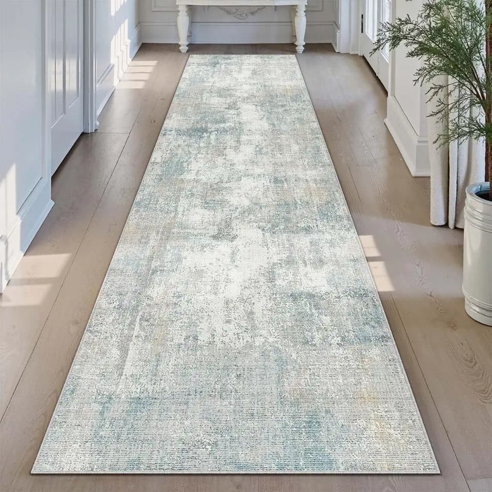 2x8 Blue Cream Abstract Runner Rug