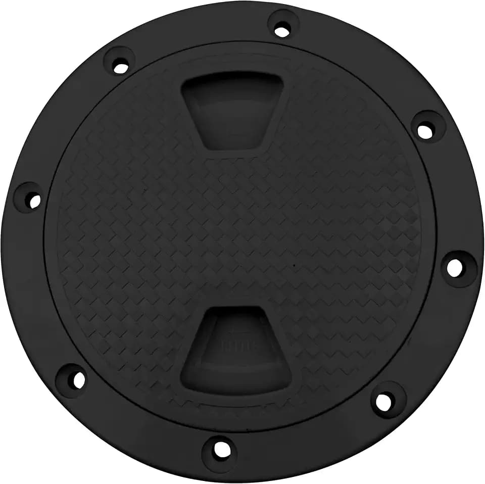 8 Inch Round Inspection Deck Plate Hatch with Detachable Cover, Black