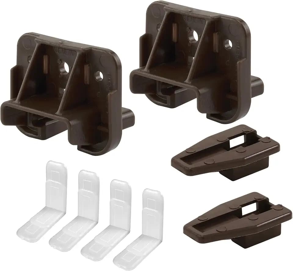 Prime-Line R 7321 Drawer Track Guide and Glides - Replacement Furniture Parts for Dressers, Hutches and Nightstand Drawer Systems, Brown (1 Set)
