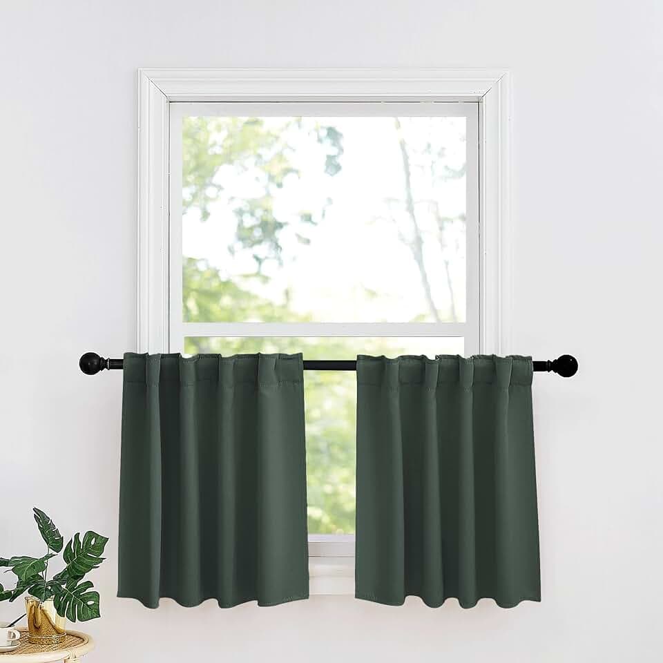 RYB HOME Kitchen Window Curtains, Blackout Privacy Half Window Curtains