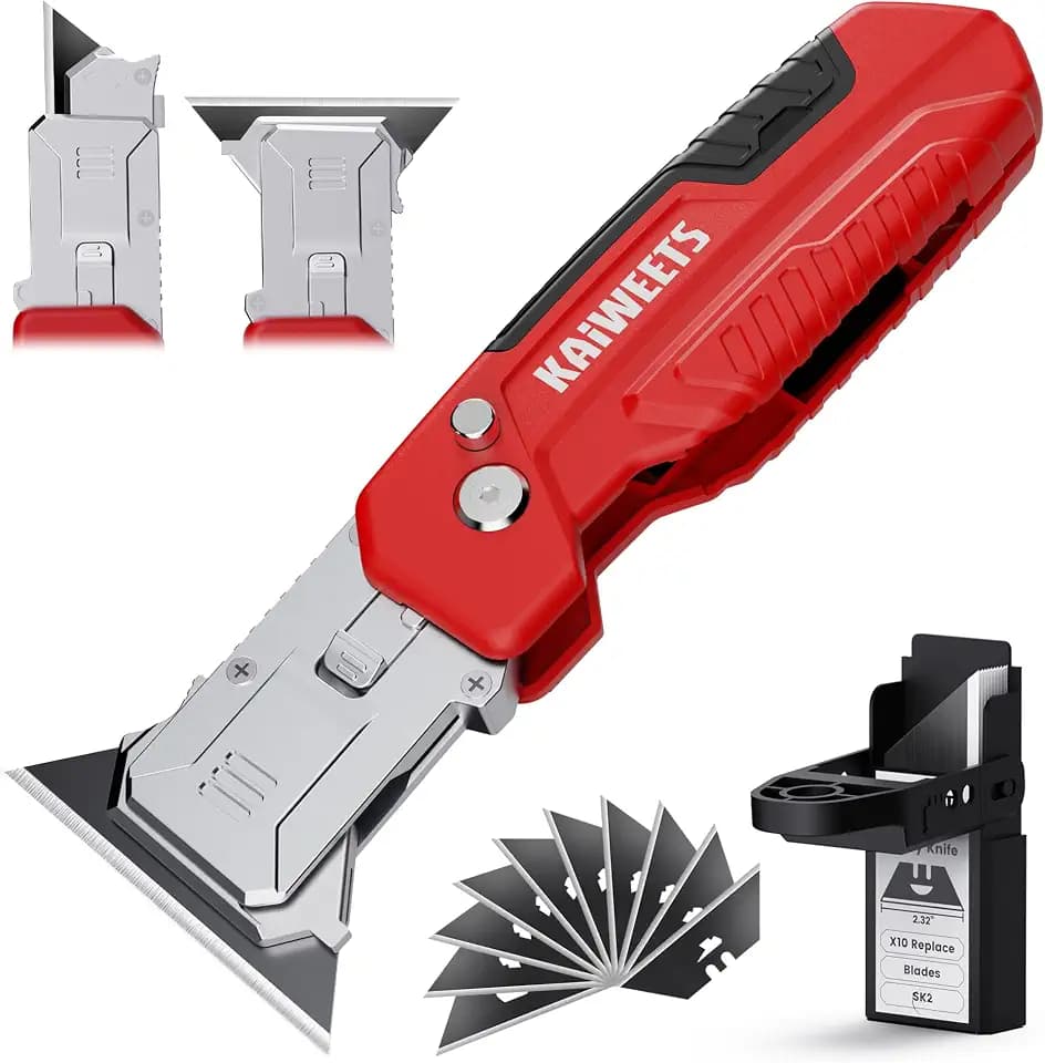 KAIWEETS 2-in-1 Utility Knife, Razor Blade Scraper, Box Cutter for EDC