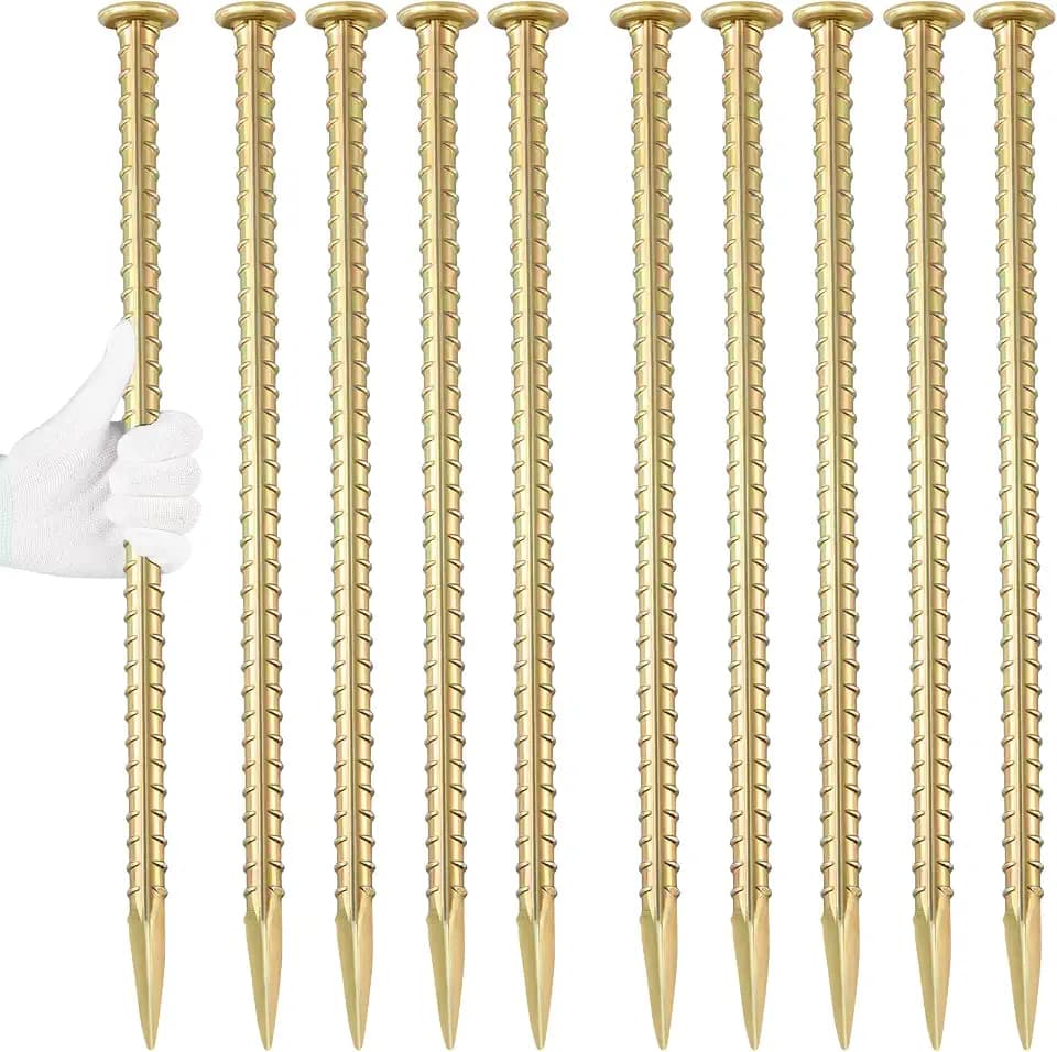 Besitu 16 Inch Rebar Stakes 1/2 Inch Diameter Galvanized Steel Ground Anchors Heavy Duty Anchoring Spikes for Speed Bump, Parking Curb and Tent (10 Pack)