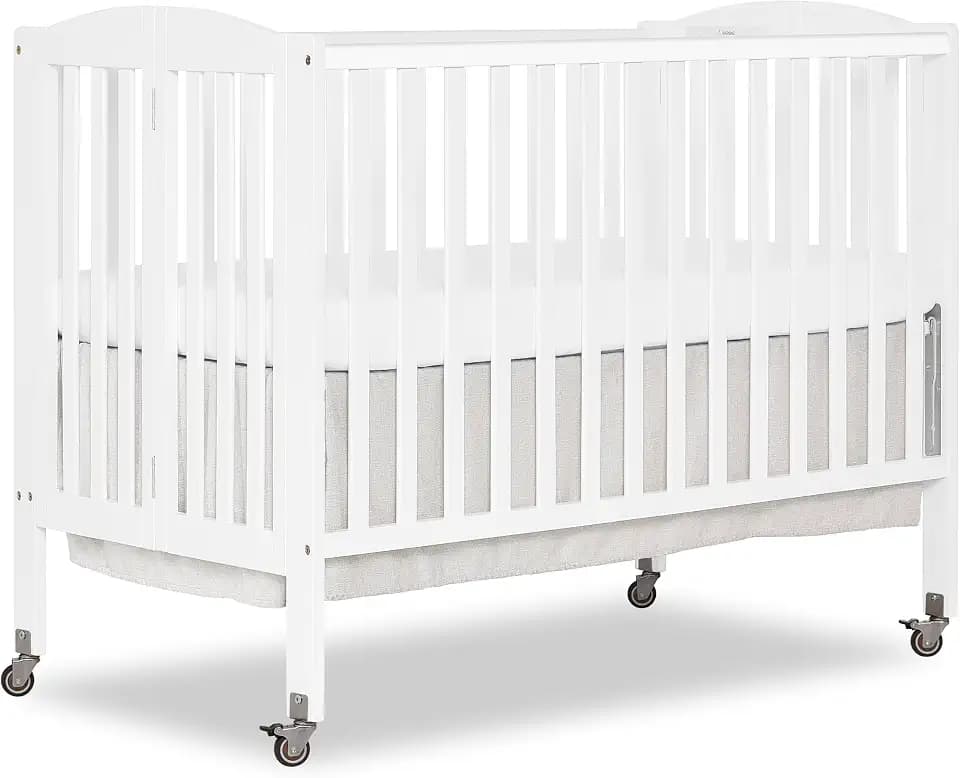 Dream On Me Full Size 2-in-1 Folding Baby Crib, GREENGUARD Gold, White