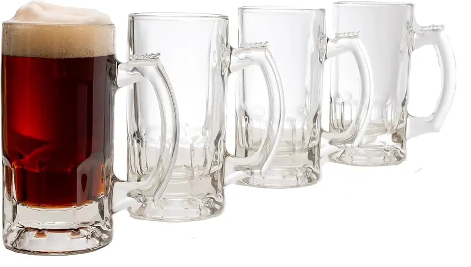 Libbey Craft Brews Glass Beer Mug Set, Beer Glasses Set Of 4 to Serve Ales and Lagers, Timeless Glass Beer Mugs for Freezer