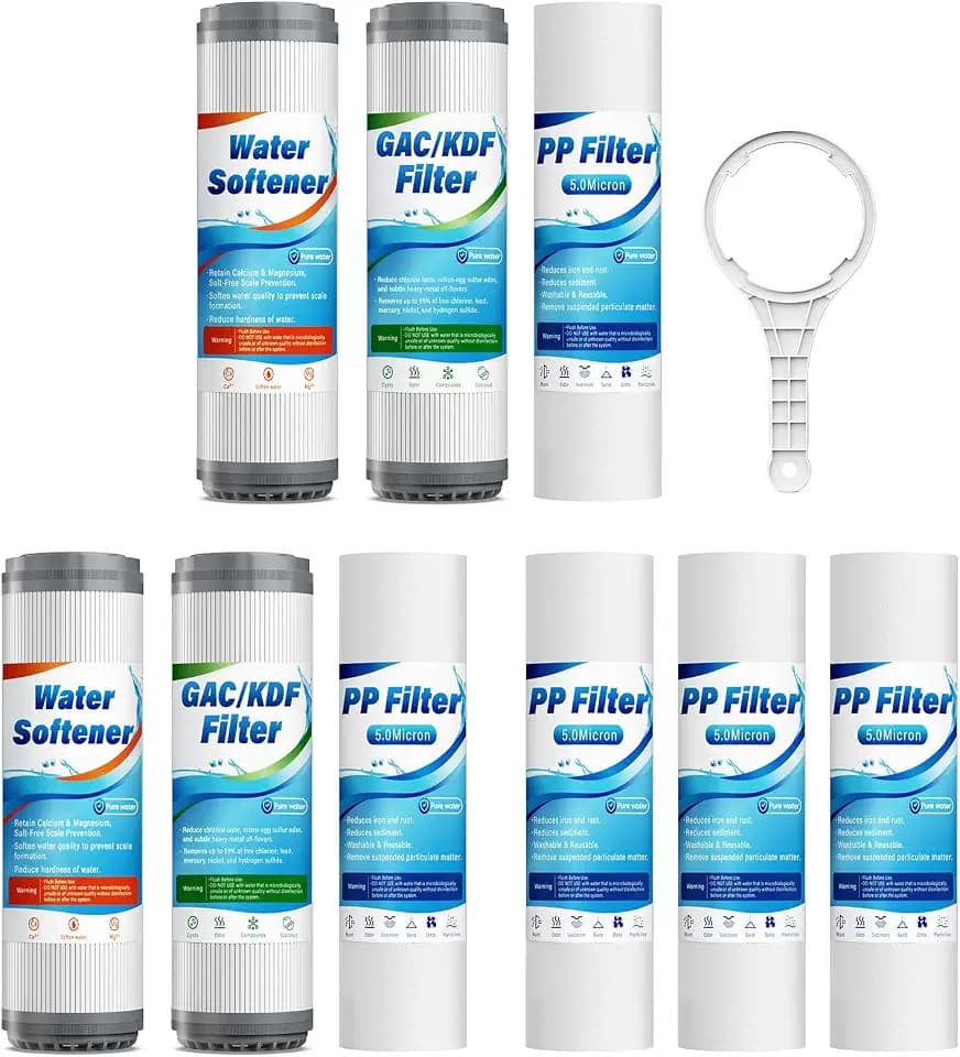 Whole House Water Filter Replacement Cartridge, 0.5 Micron Fits 10" x 2.5" Housing for Home Water Filteration System, Softener Cartridge Effective Reduces Hardness & Scale, Softens Water,2 Year Supply