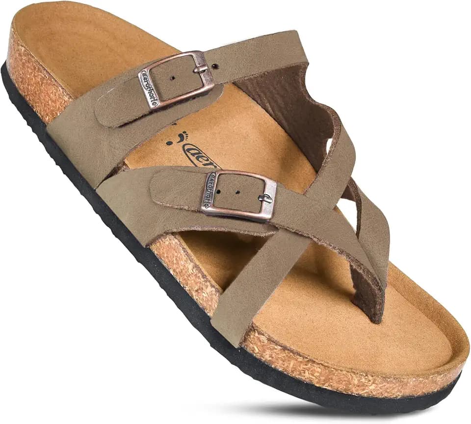 AEROTHOTIC Recovery Slides for Women Cork Footbed Adjustable Straps Sandals