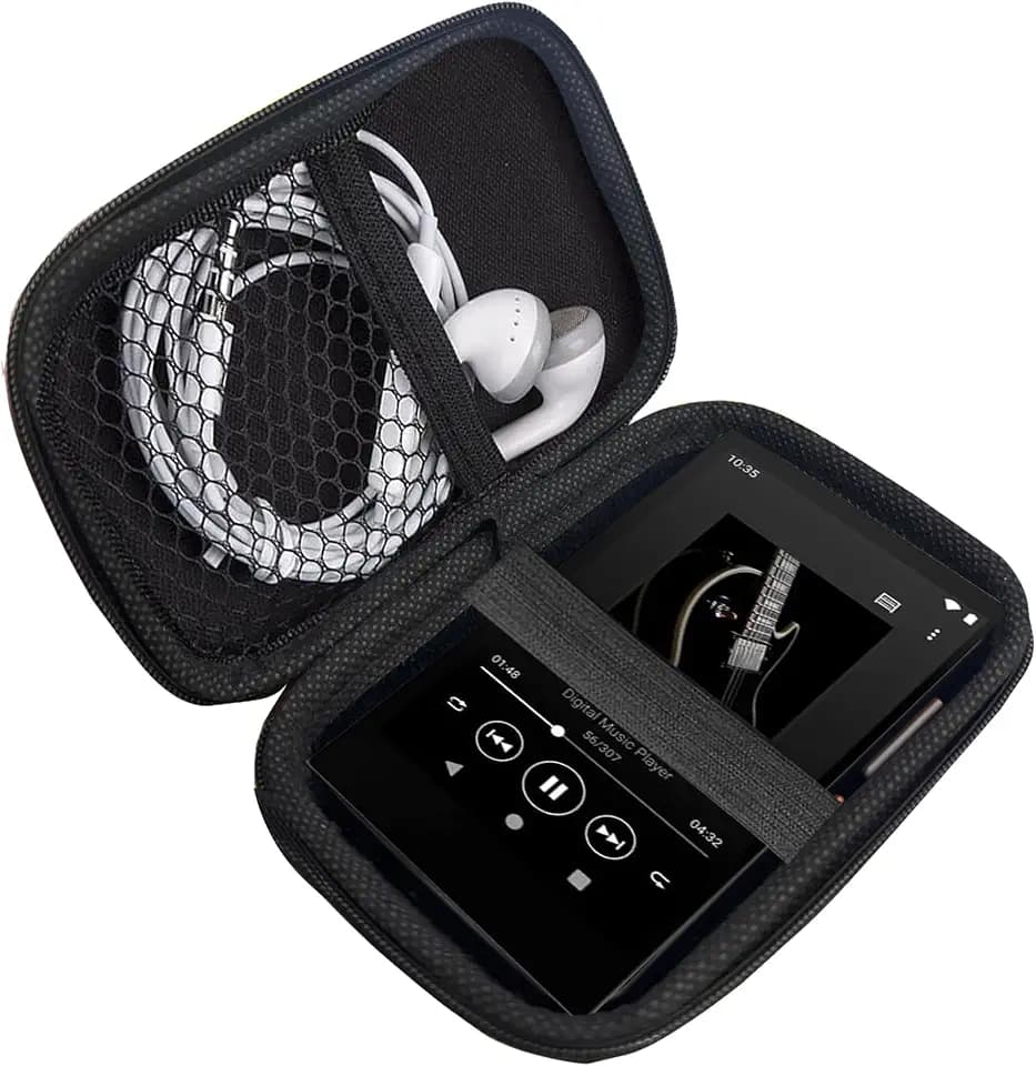 Blueshaweu MP3 Player Tasche Kompatibel für Sony Walkman NW-A306 – Schutzhülle mit Platz für Ohrhörer, USB-Kabel & Speicherkarte – Kompatibel mit Sony Walkman NW-A306 (schwarz)