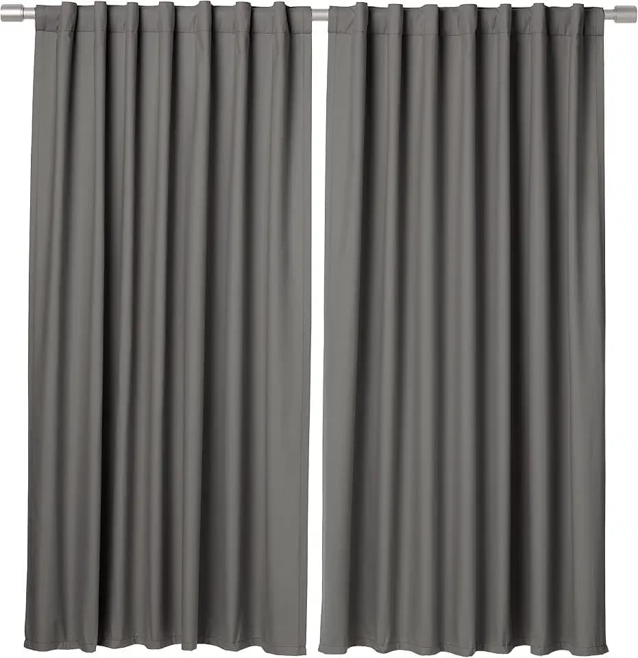Amazon Basics Room Darkening Blackout Window Curtains with Back Tab Hanging Loops - 52" x 63", Dark Gray