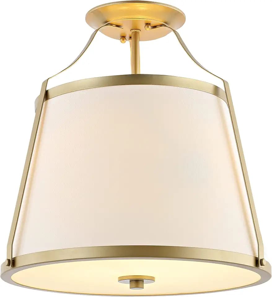 SAFAVIEH Lighting Collection Lanis White/Gold Flush Mount (LED Bulbs Included)